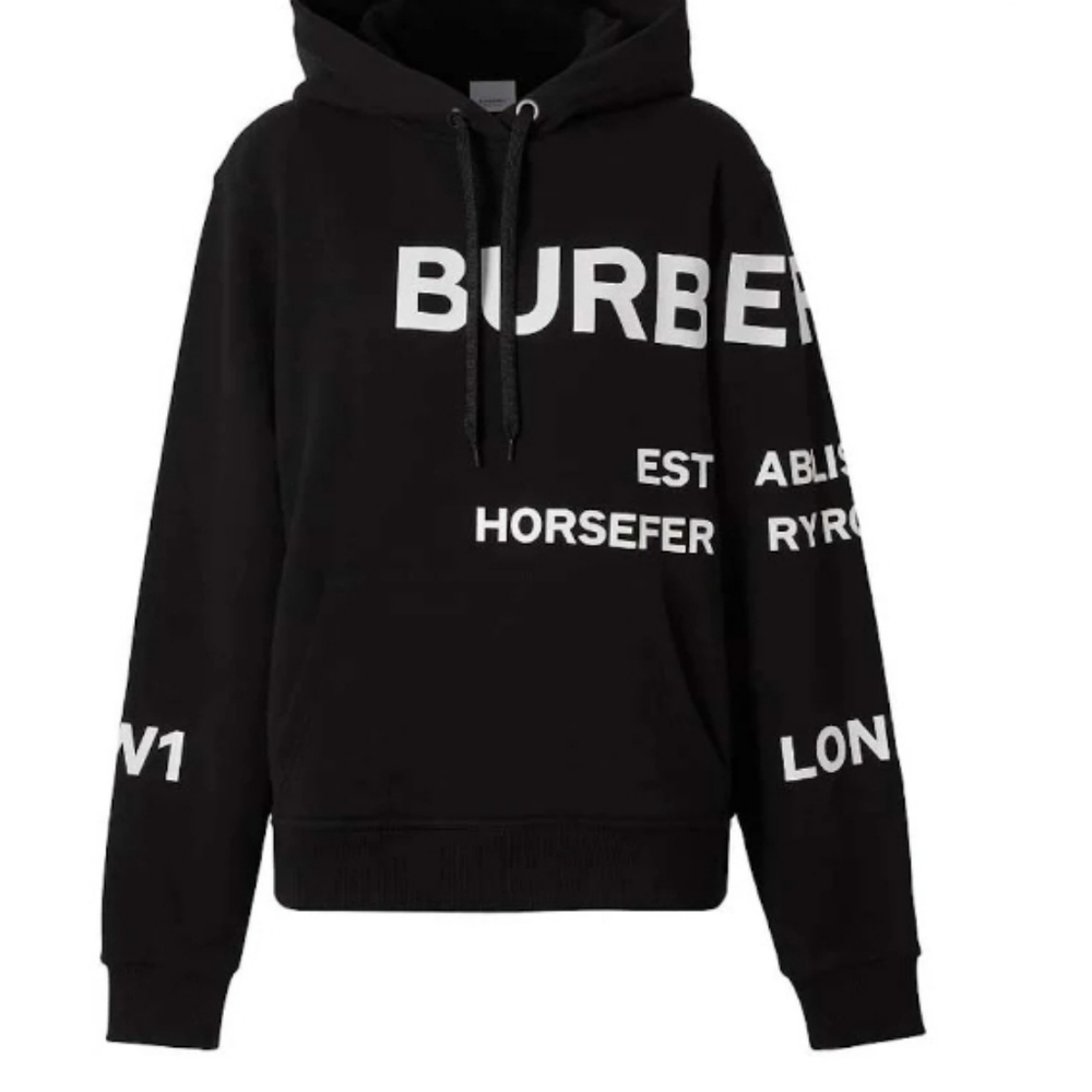 Burberry Black Hoodie with White Logo Print